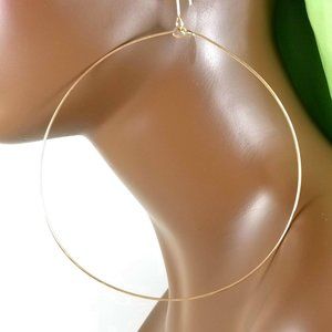 Gold Plated Hoops Ultra Thin Wire Pierced Ears NEW